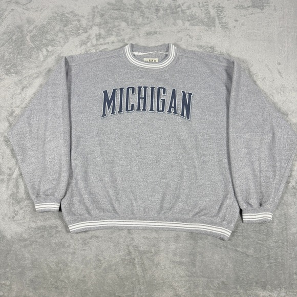 Gear For Sports Other - Vintage Gear For Sports Mens XL Michigan Sweatshirt Gray Striped Trim Crewneck